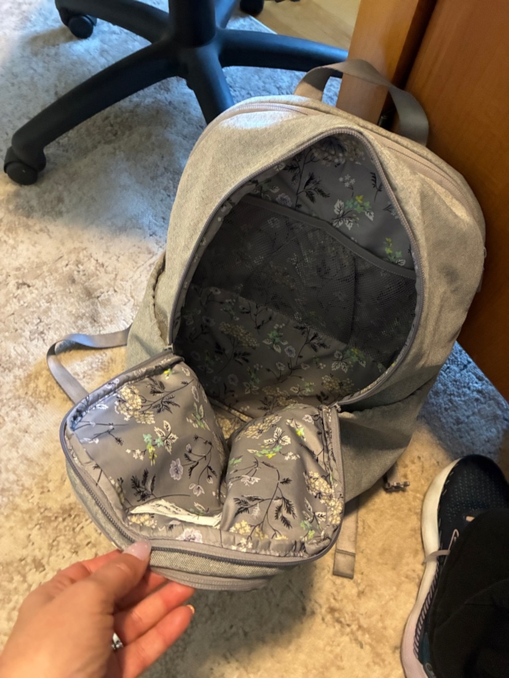 Vera Bradley Light Gray Men's Backpack with Multiple Pockets